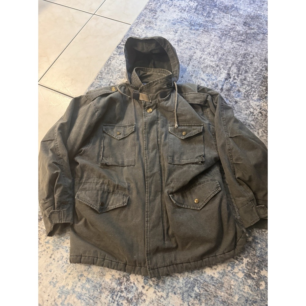 Sierra Pacific Vintage Jacket Men's Xl Gray Hooded Field Coat Cotton Utility